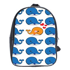 Fish Animals Whale Blue Orange Love School Bags (XL) 