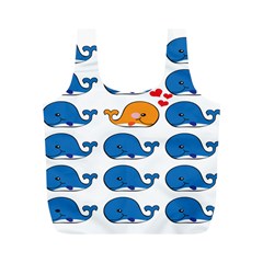 Fish Animals Whale Blue Orange Love Full Print Recycle Bags (M) 