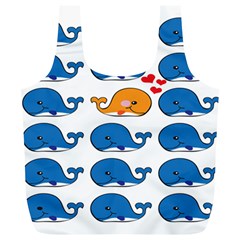 Fish Animals Whale Blue Orange Love Full Print Recycle Bags (L) 