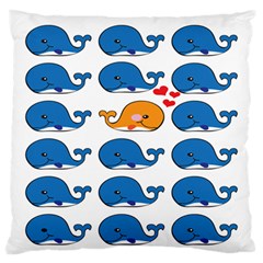 Fish Animals Whale Blue Orange Love Standard Flano Cushion Case (Two Sides)