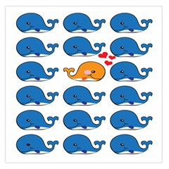 Fish Animals Whale Blue Orange Love Large Satin Scarf (Square)