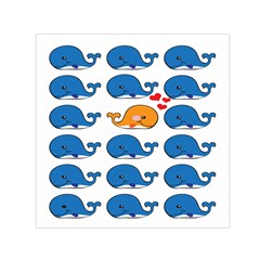 Fish Animals Whale Blue Orange Love Small Satin Scarf (Square)