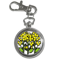 Flower Floral Sakura Yellow Green Leaf Key Chain Watches