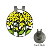 Flower Floral Sakura Yellow Green Leaf Hat Clips with Golf Markers Front