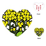 Flower Floral Sakura Yellow Green Leaf Playing Cards (Heart)  Front