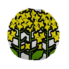 Flower Floral Sakura Yellow Green Leaf Standard 15  Premium Round Cushions by Mariart