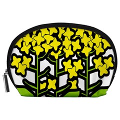 Flower Floral Sakura Yellow Green Leaf Accessory Pouches (large)  by Mariart