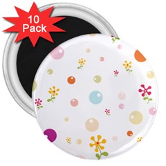 Flower Floral Star Balloon Bubble 3  Magnets (10 Pack) 