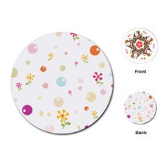 Flower Floral Star Balloon Bubble Playing Cards (round)  by Mariart