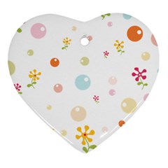 Flower Floral Star Balloon Bubble Heart Ornament (two Sides) by Mariart