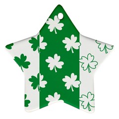 Flower Green Shamrock White Ornament (star)