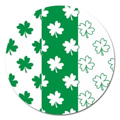 Flower Green Shamrock White Magnet 5  (round) by Mariart