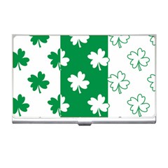 Flower Green Shamrock White Business Card Holders by Mariart
