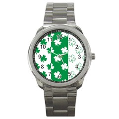 Flower Green Shamrock White Sport Metal Watch