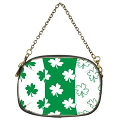 Flower Green Shamrock White Chain Purses (two Sides)  by Mariart