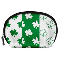 Flower Green Shamrock White Accessory Pouches (large)  by Mariart