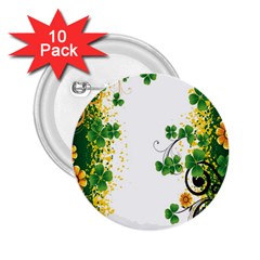 Flower Shamrock Green Gold 2 25  Buttons (10 Pack) 