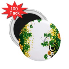 Flower Shamrock Green Gold 2 25  Magnets (100 Pack) 