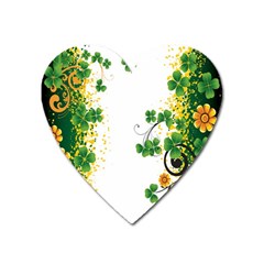 Flower Shamrock Green Gold Heart Magnet