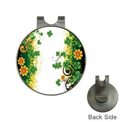 Flower Shamrock Green Gold Hat Clips With Golf Markers