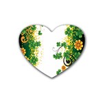 Flower Shamrock Green Gold Heart Coaster (4 pack)  Front