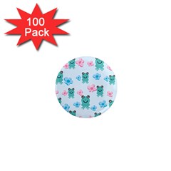 Frog Green Pink Flower 1  Mini Magnets (100 Pack) 