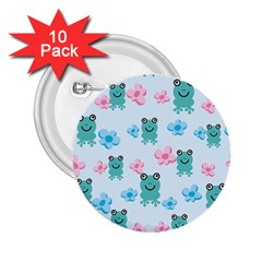 Frog Green Pink Flower 2 25  Buttons (10 Pack) 