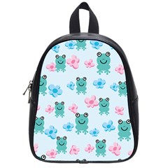 Frog Green Pink Flower School Bags (small)  by Mariart