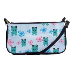 Frog Green Pink Flower Shoulder Clutch Bags by Mariart