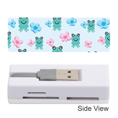 Frog Green Pink Flower Memory Card Reader (stick)  by Mariart