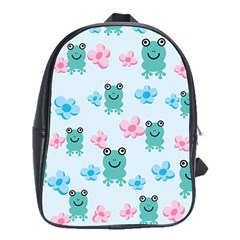 Frog Green Pink Flower School Bags (xl) 