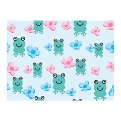 Frog Green Pink Flower Double Sided Flano Blanket (mini)  by Mariart