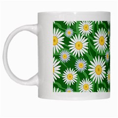 Flower Sunflower Yellow Green Leaf White White Mugs