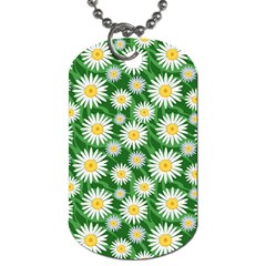 Flower Sunflower Yellow Green Leaf White Dog Tag (one Side)