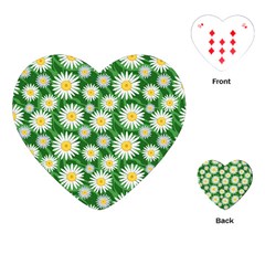 Flower Sunflower Yellow Green Leaf White Playing Cards (heart)  by Mariart