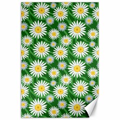 Flower Sunflower Yellow Green Leaf White Canvas 24  X 36  by Mariart