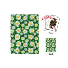 Flower Sunflower Yellow Green Leaf White Playing Cards (mini) 