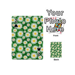 Flower Sunflower Yellow Green Leaf White Playing Cards 54 (mini) 