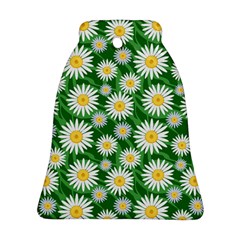 Flower Sunflower Yellow Green Leaf White Bell Ornament (two Sides) by Mariart