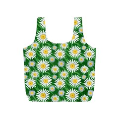 Flower Sunflower Yellow Green Leaf White Full Print Recycle Bags (s)  by Mariart