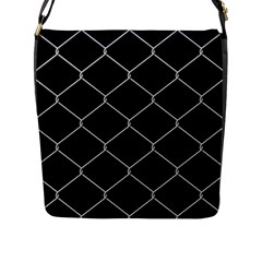 Iron Wire White Black Flap Messenger Bag (l) 