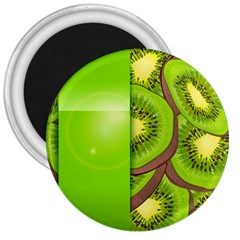 Fruit Slice Kiwi Green 3  Magnets by Mariart