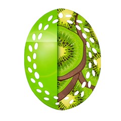 Fruit Slice Kiwi Green Oval Filigree Ornament (two Sides) by Mariart