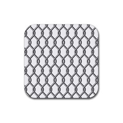 Iron Wire Black White Rubber Coaster (square)  by Mariart