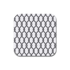 Iron Wire Black White Rubber Square Coaster (4 Pack) 