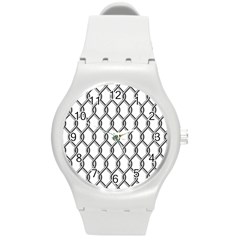 Iron Wire Black White Round Plastic Sport Watch (m) by Mariart