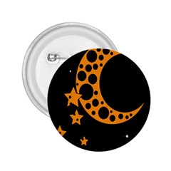 Moon Star Space Orange Black Light Night Circle Polka 2 25  Buttons