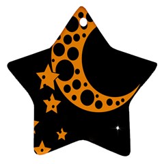 Moon Star Space Orange Black Light Night Circle Polka Star Ornament (two Sides) by Mariart