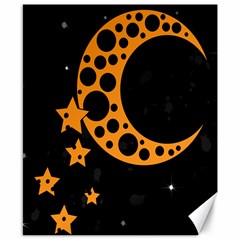 Moon Star Space Orange Black Light Night Circle Polka Canvas 8  X 10  by Mariart