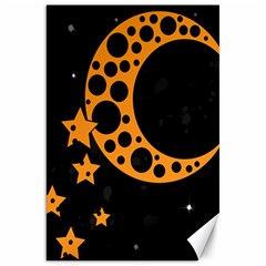 Moon Star Space Orange Black Light Night Circle Polka Canvas 20  X 30   by Mariart